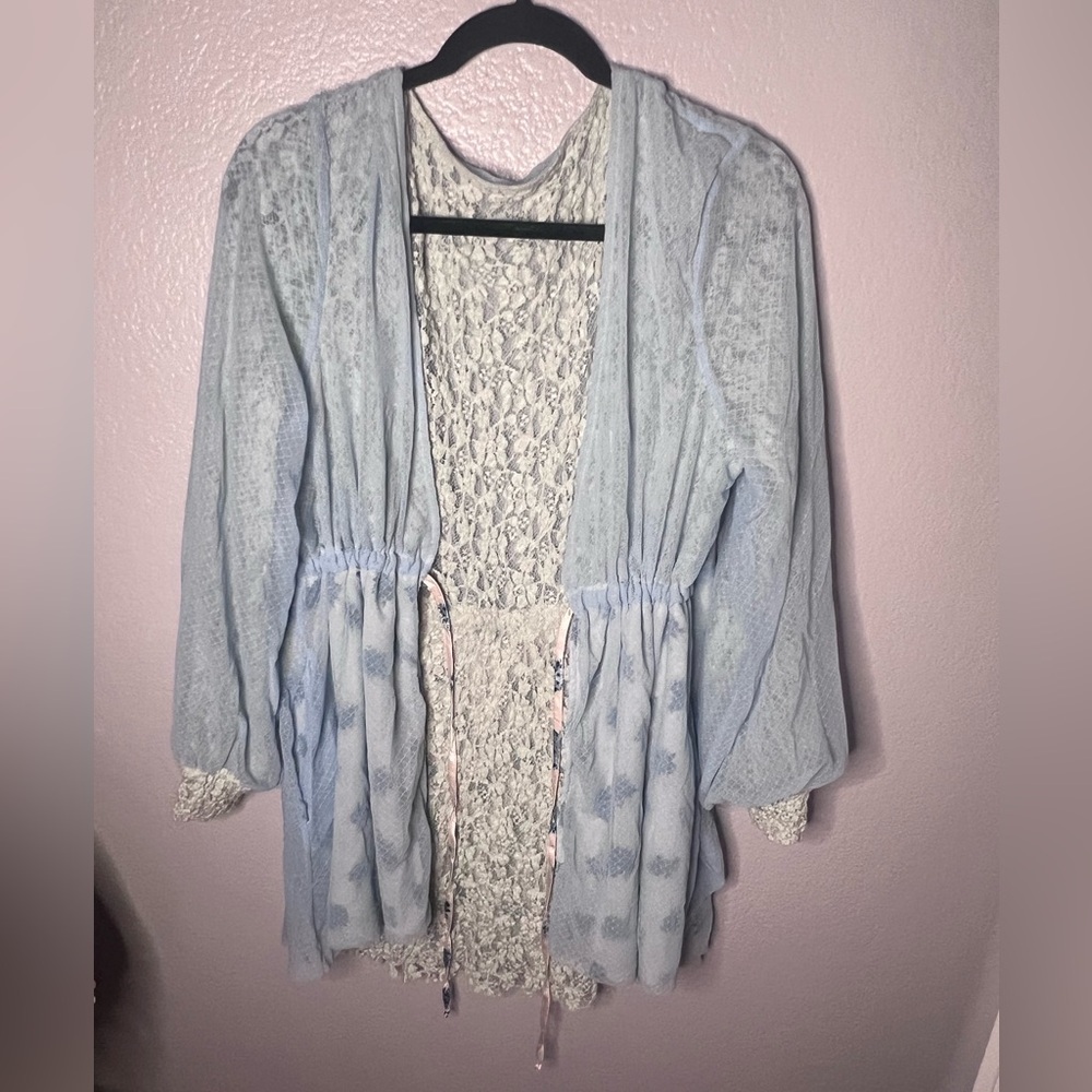 We are HAH! | Make it a Double reversible robe; cornflower blue; sz large. nwot